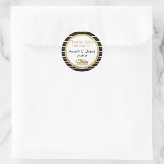 のリングや輪結婚とグリッターありがとうステッカー ラウンドシール (バッグ)