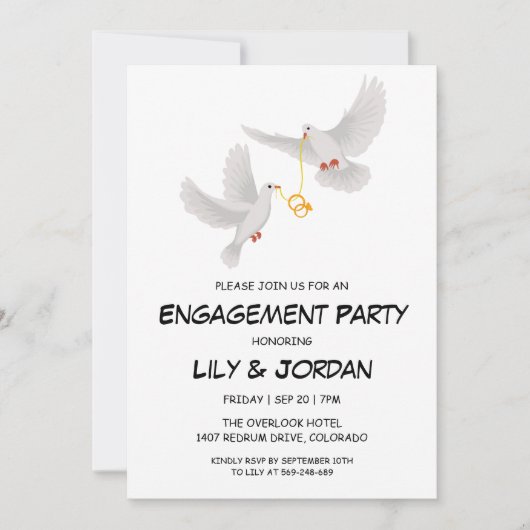 のリング結婚漫画婚約で鳩 招待状 (正面)