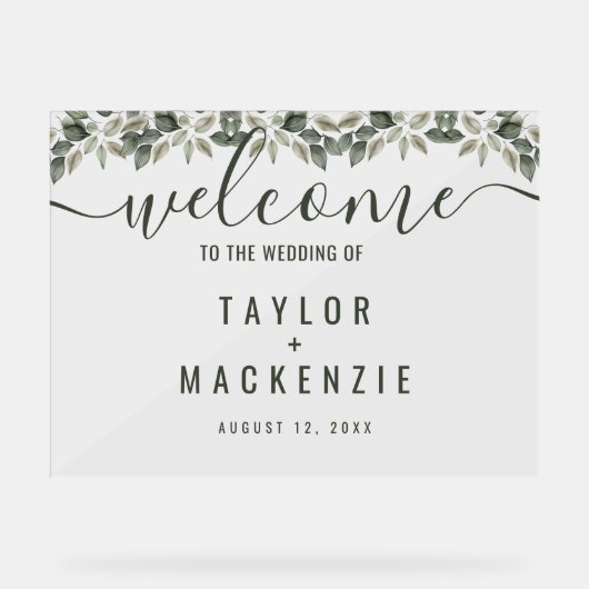 のリーフ結婚へよパーソナライズされたうこモダンそ アクリルサイン (正面)