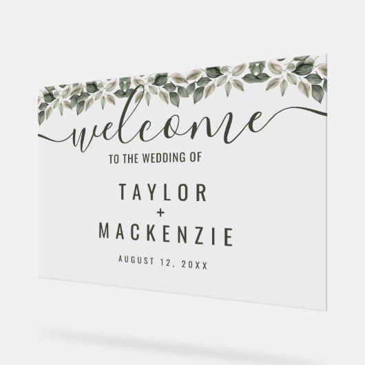 のリーフ結婚へよパーソナライズされたうこモダンそ アクリルサイン (傾斜)