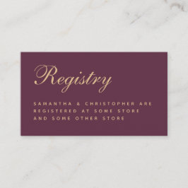 のレジス結婚トシンプルリのワインカラーゴールデンスクリプト エンクロージャーカード