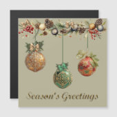 のレースつるクリスマスボール磁気カード (正面/裏面)