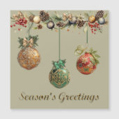 のレースつるクリスマスボール磁気カード (正面)