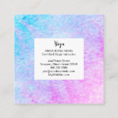 *~*のレースの白い曼荼羅のマゼンタの紫色のヨガ スクエア名刺 (裏面)