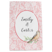 のレース結婚オン赤面ピンク ミディアムペーパーバッグ (正面)