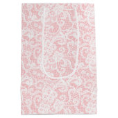 のレース結婚オン赤面ピンク ミディアムペーパーバッグ (裏面)