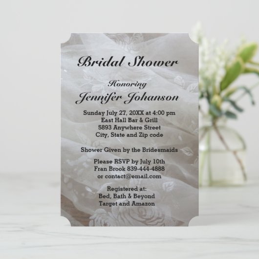 のレース結婚ドレスイメージブライダルシャワー招待状 招待状 (スタンド正面)