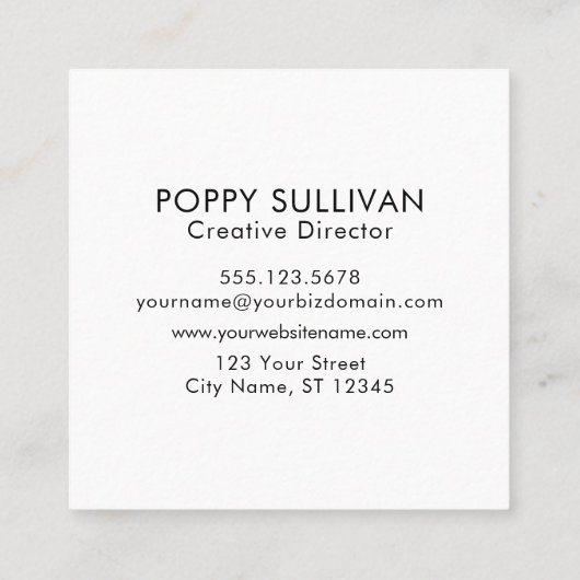 のロカスタムゴエレガントを白ミニマルい四角で追加 スクエア名刺 (裏面)