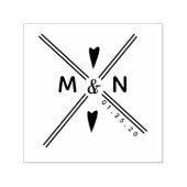 のロゴ結婚ハートクロスラインアートカップルネーム セルフインキングスタンプ (デザイン)