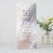 のロゴ結婚バイオレットブラシストロークのディナーメニュー シーズンカード (スタンド正面)