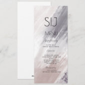 のロゴ結婚バイオレットブラシストロークのディナーメニュー シーズンカード (正面/裏面)