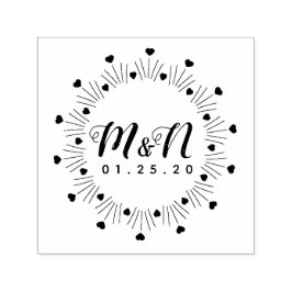 のロゴ結婚ミニマルなラインアートハンドドローハート セルフインキングスタンプ