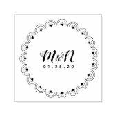 のロゴ結婚ラインアートハートジオラウンドハンド描画B セルフインキングスタンプ (デザイン)