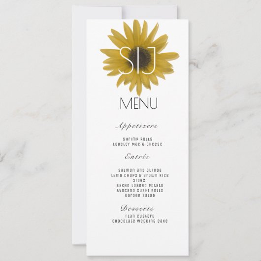 のロゴ結婚リアルひまわりディナーメニュー シーズンカード (正面)