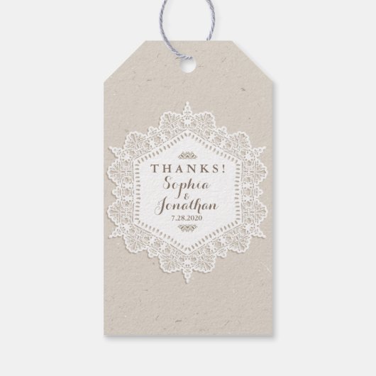 のロマン素朴結婚ムなヴィンテージレース ギフトタグ (裏面)