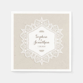 のロマン素朴結婚ムなヴィンテージレース スタンダードカクテルナプキン
