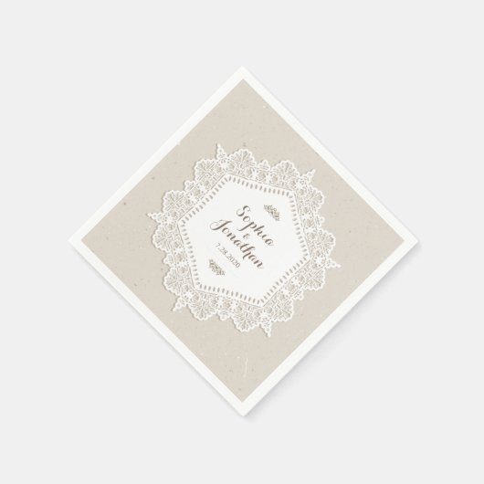 のロマン素朴結婚ムなヴィンテージレース スタンダードカクテルナプキン (角)