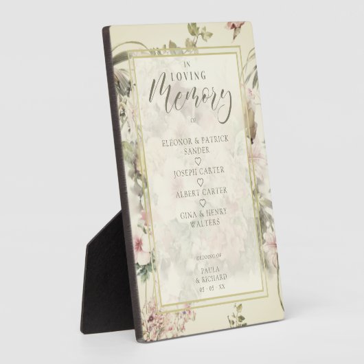 のロマン結婚チック記念表ヴィンテージフローラ フォトプラーク (側面)