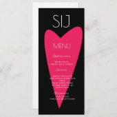 のロ結婚ゴはっきりしたハート白黒ディナーメニュー シーズンカード (正面/裏面)