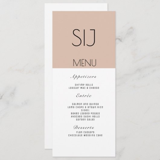 のロ結婚ゴシンプルのカラーブロックディナータンメニュー シーズンカード (正面/裏面)