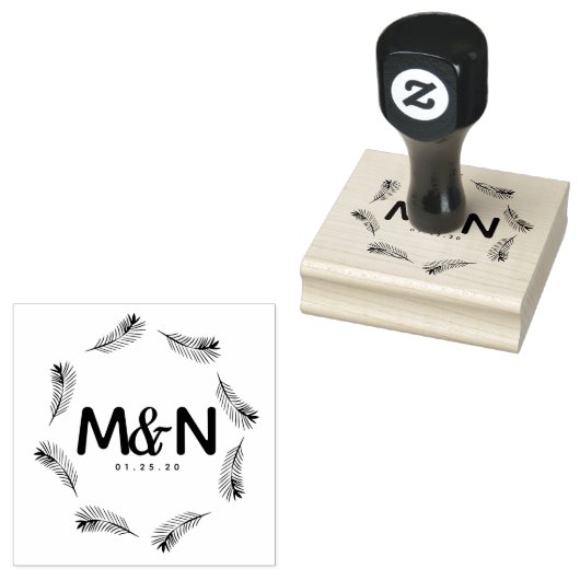 のロ結婚ゴトロピカルパーム葉の円形 ラバースタンプ (押印)