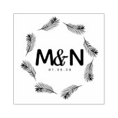 のロ結婚ゴトロピカルパーム葉の円形 ラバースタンプ (インプリント)