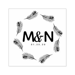 のロ結婚ゴトロピカルパーム葉の円形 ラバースタンプ