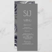 のロ結婚ゴ灰色イエローシンプル大理石ディナーメニュー シーズンカード (正面/裏面)