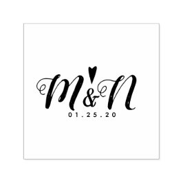 のロ結婚ゴ素朴シンプルハート手書き セルフインキングスタンプ