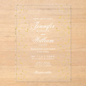 のロ結婚マエレガントス語の金ゴールド斑点 アクリル招待状 (正面)