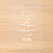 のロ結婚マ語エレガントのタイポグラフィホワイト アクリル招待状 (正面)