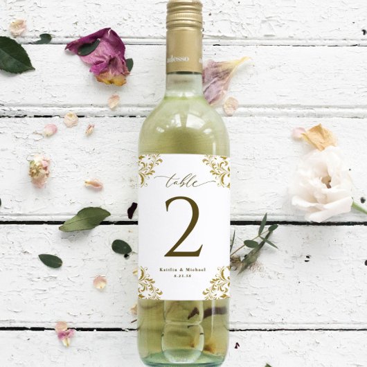 のワ結婚インボトルテーブル番号ヴィンテージ金ゴールド シール