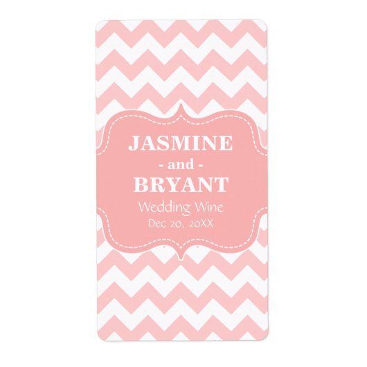 のワ結婚インボトルピンクシェブロンパターンの好意 ラベル (正面)