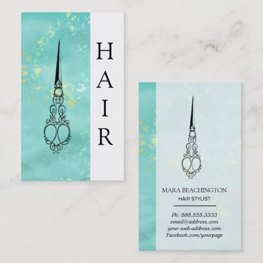 *~*のヴィンテージのグラデーションなビクトリア時代の人は毛SYLISTを切ります 名刺 (正面/裏面)