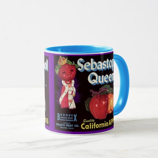 ~のヴィンテージのセバストーポリの女王の木枠のラベルを襲って下さいAPPLE! マグカップ (正面右)
