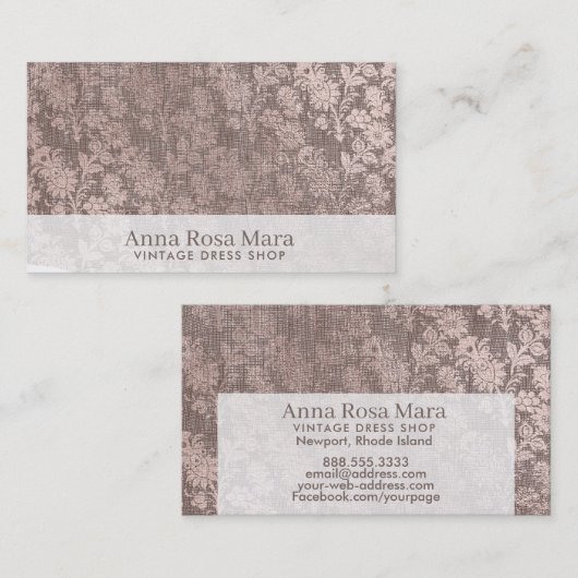 *~*のヴィンテージのビクトリアンなリネン花の灰色 名刺 (正面/裏面)