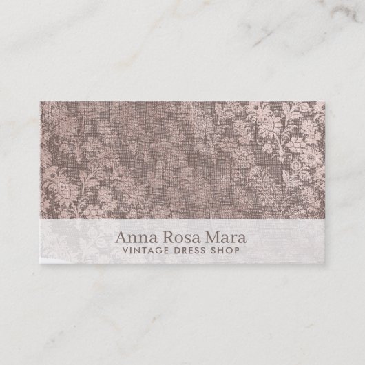 *~*のヴィンテージのビクトリアンなリネン花の灰色 名刺 (正面)
