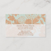 *~*のヴィンテージのリネン青銅色の金ゴールドの花柄のターコイズ 名刺 (裏面)