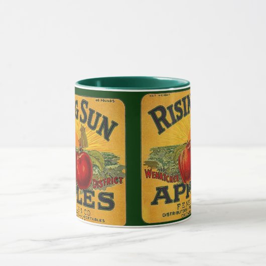 ~のヴィンテージの朝日のブランドのAPPLEの木枠のラベルを襲って下さい! マグカップ (中央)