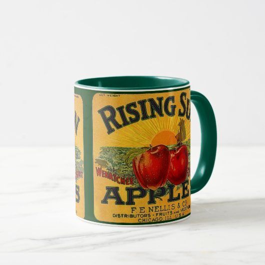 ~のヴィンテージの朝日のブランドのAPPLEの木枠のラベルを襲って下さい! マグカップ (正面右)