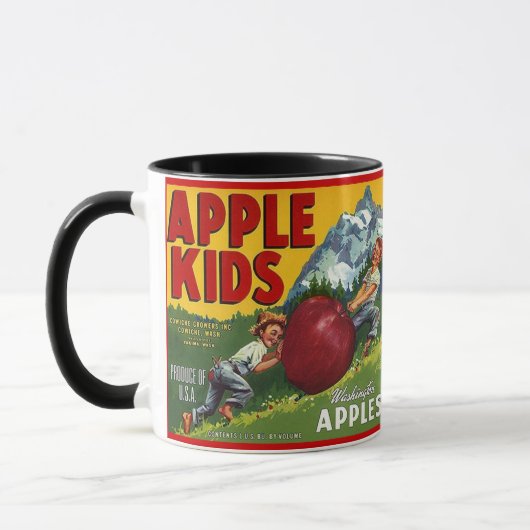 ~のヴィンテージのAPPLEの子供のブランドのAPPLEの木枠のラベルを襲って下さい! マグカップ (左)
