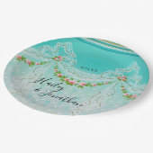 のヴィンテージ結婚アールヌーボー複雑なピンクフローラ ペーパープレート (アングル)