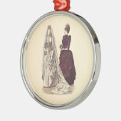 のヴィンテージ結婚ブライダルパーティ花嫁と花嫁 メタルオーナメント (左)