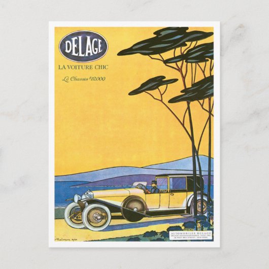 〜のヴィンテージ自動車広告を宣伝する ポストカード (正面)