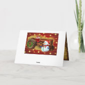 のヴィンテージ霜の降りたレッドトラクタークリスマス シーズンカード (裏面)