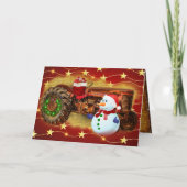 のヴィンテージ霜の降りたレッドトラクタークリスマス シーズンカード (正面)