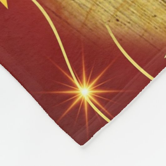 のヴィンテージ霜の降りたレッドトラクタークリスマス フリースブランケット (角)