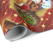 のヴィンテージ霜の降りたレッドトラクタークリスマス ラッピングペーパー (ロールコーナー)