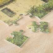 のヴィンテージ、わらぶき屋根が付いている素朴なコテージ古い ジグソーパズル (側面)