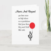 の上および向こう-従業員の感謝の詩 サンキューカード (正面)